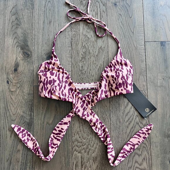 ViX Swimwear Bali Middle Loop Bikini Top Burgundy Leopard Print NWT Size S - Picture 5 of 8